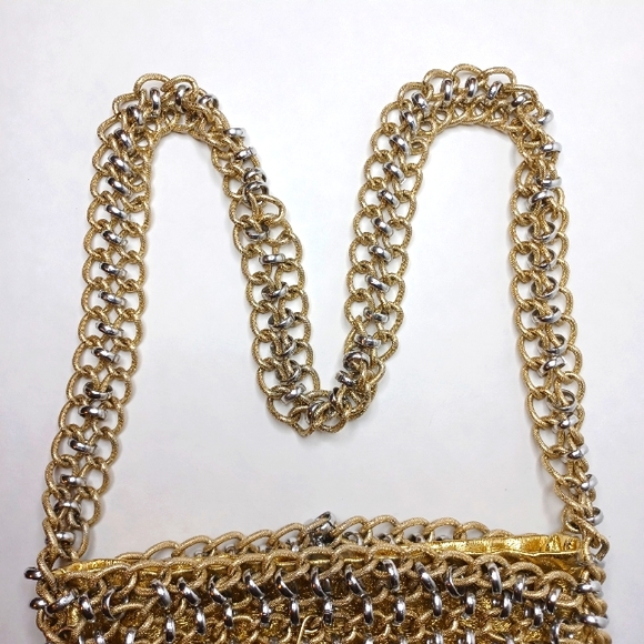 Vtg. LEWIS Imports MIXED METAL CHAIN BAG - Picture 3 of 11